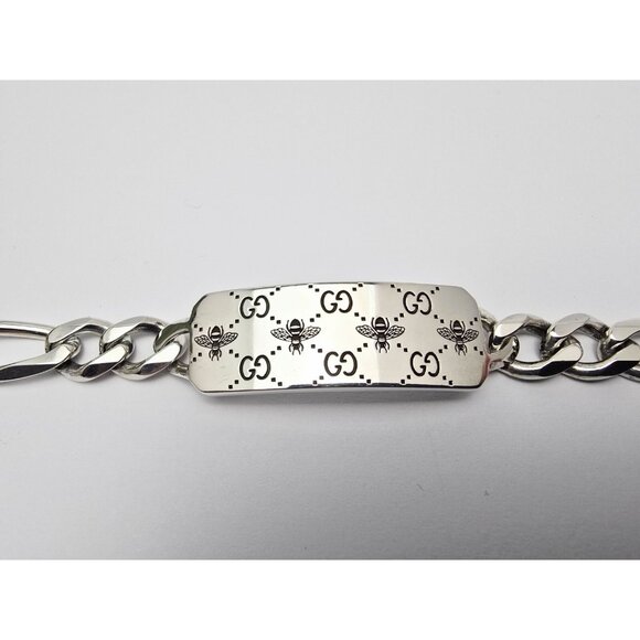 Gucci Sterling Silver 925 Signature Bee Motif and GG Link ID Bracelet Size 6.75" - Picture 8 of 16